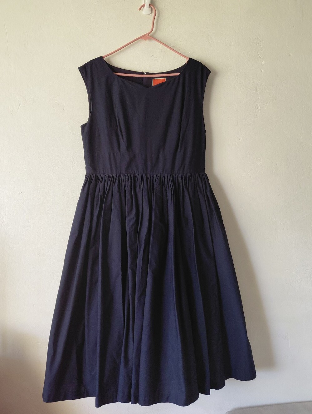 Fit and Fab Classic Navy Blue Sweetheart Neckline Full Skirt Dress